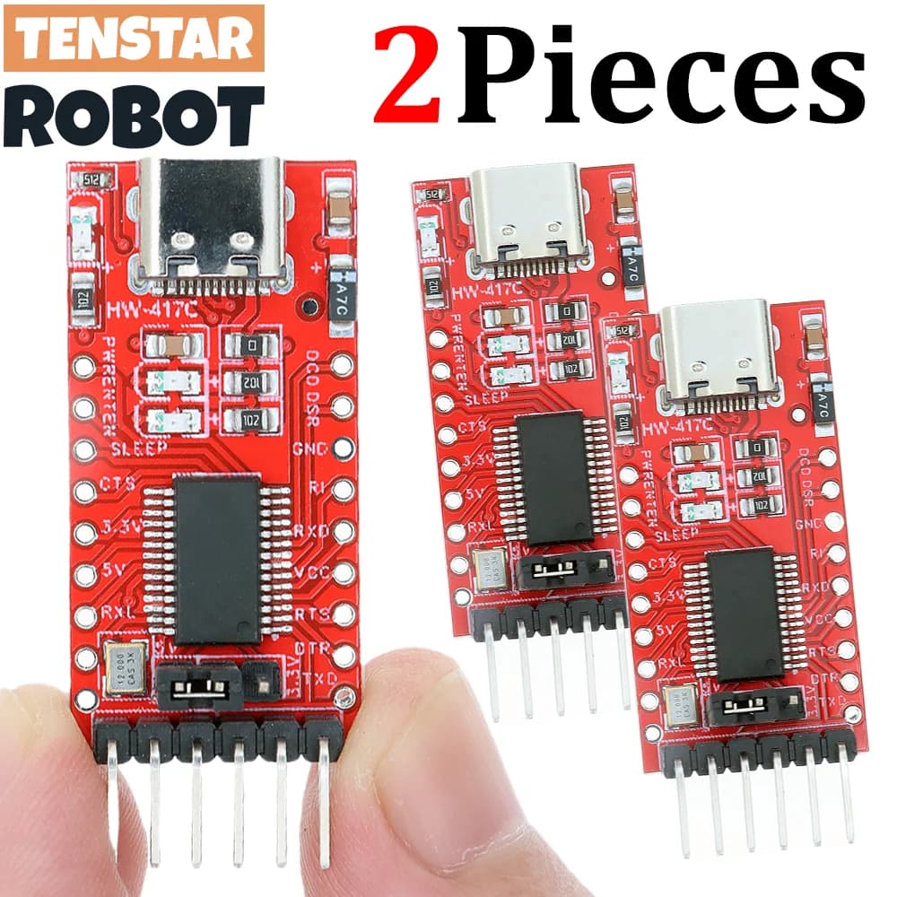 TENSTAR 2pcs FT232RL Type-C USB 3.3V 5.5V to TTL Serial Adapter Module FT232 USB TO TTL 232 For Pro Mini