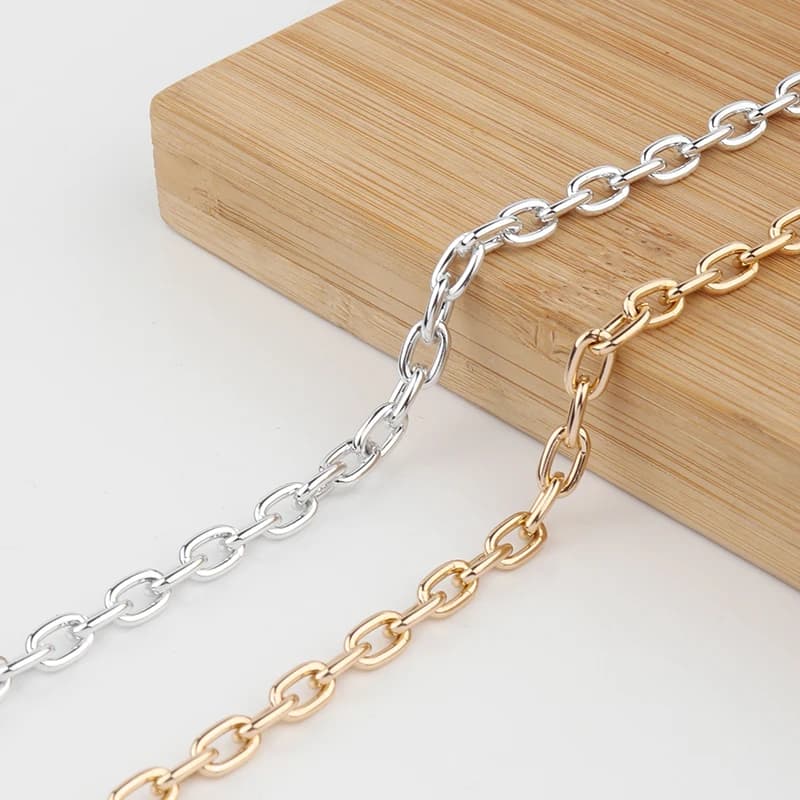 5yards Flat Byzantine Necklace Aluminum Link Twisted Curb Chains For Necklace Bracelet DIY Jewelry Findings & Craft Making Bulk