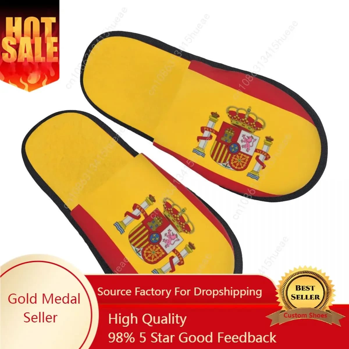 Flag Of Spain Cozy Scuff With Memory Foam Slippers Women Spanish Patriotic Spa House Shoes