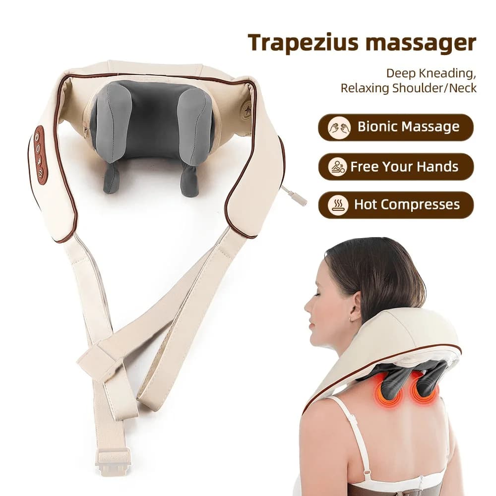 Multifunctional Neck And Shoulder Massager, USB Rechargeable, Heating And Kneading Back Massager For Home Office Use