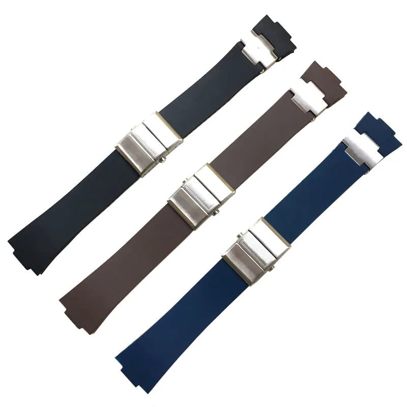 High Quality Silicone Strap Substitute For Ulysse Nardin Observatory In Athens Navigation Black Brown Blue Convex Mouth 25 * 12m