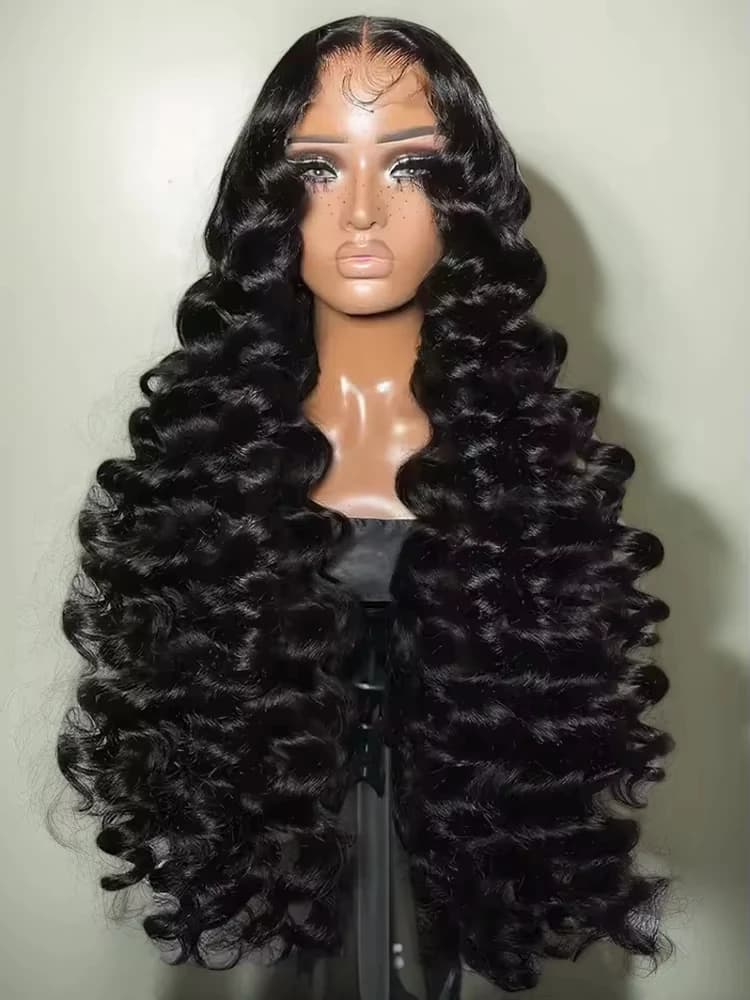 Mossily 200 Density Loose Wave 13x6 HD Lace Front Human Hair Wigs Brazilian Deep Wave Curly Lace Frontal Wig Preplucked 40 Inch