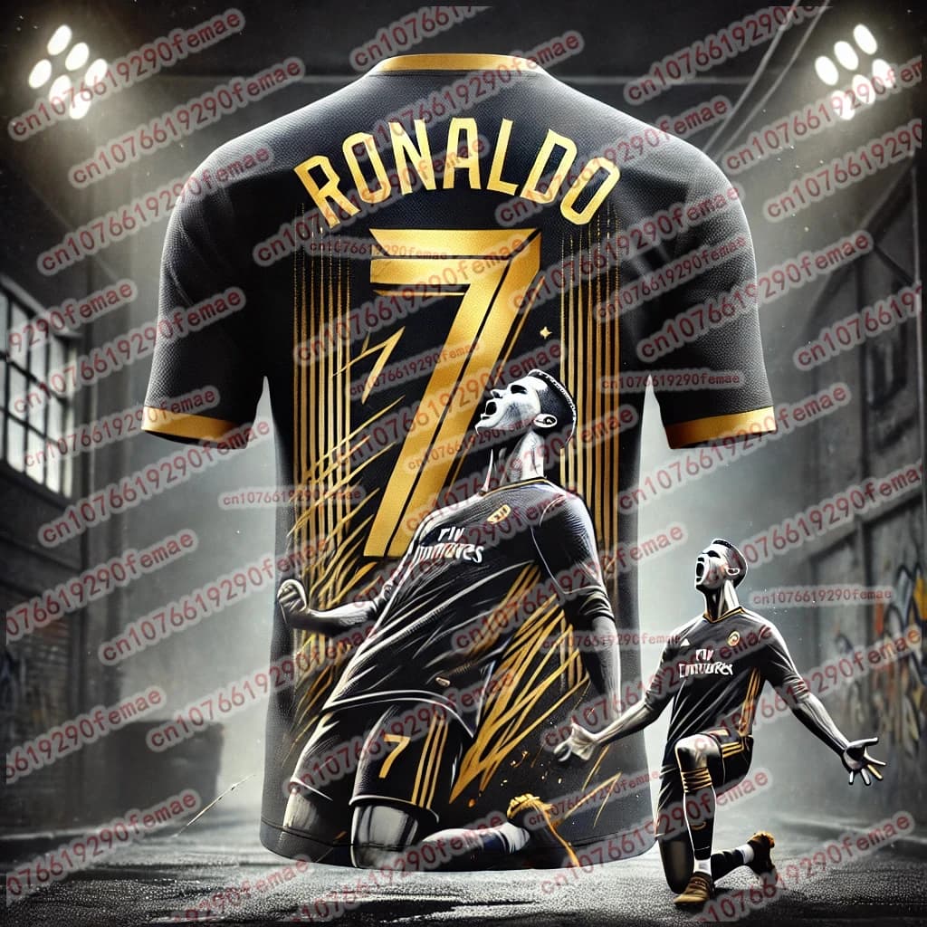 Hot Selling Men's Outdoor Sports T-shirt with Cristiano Ronaldo 3D Print Summer Breathable Training Top for Fans
