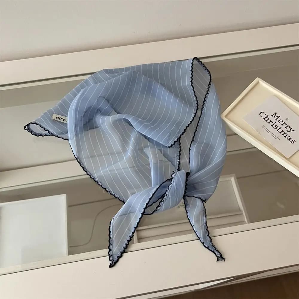 Neckerchief Sweet Polka Dot Headband Turban Korean Fresh Small Scarf Thin Striped Triangular Hair Band Girls