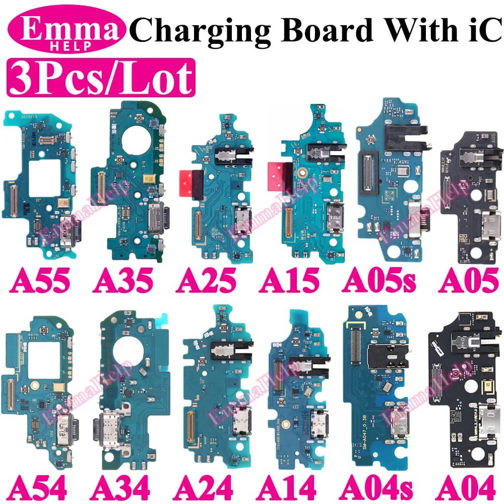 3Pcs USB Charging Port Board Flex Cable for SamSung A15 A55 A35 A05 A15 A24 A34 A54 A04 A145P A145F A146B A146P Charger Board