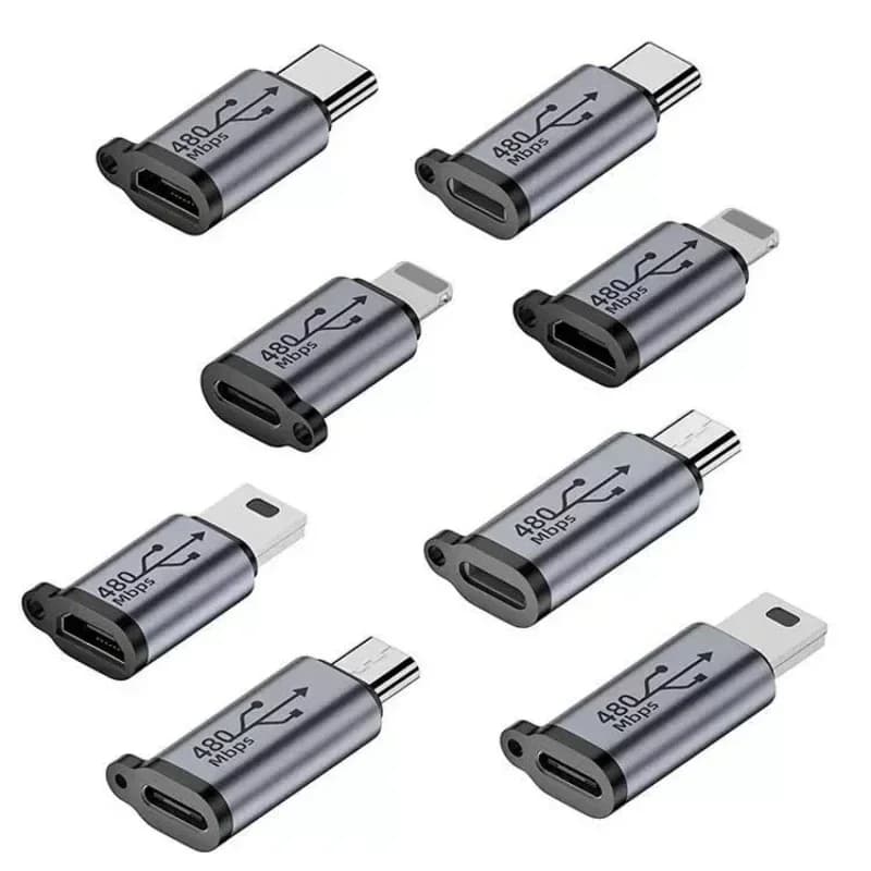Adapter with Type C Female to Mini USB/Micro USB, and Micro USB Female to Type C/Mini USB