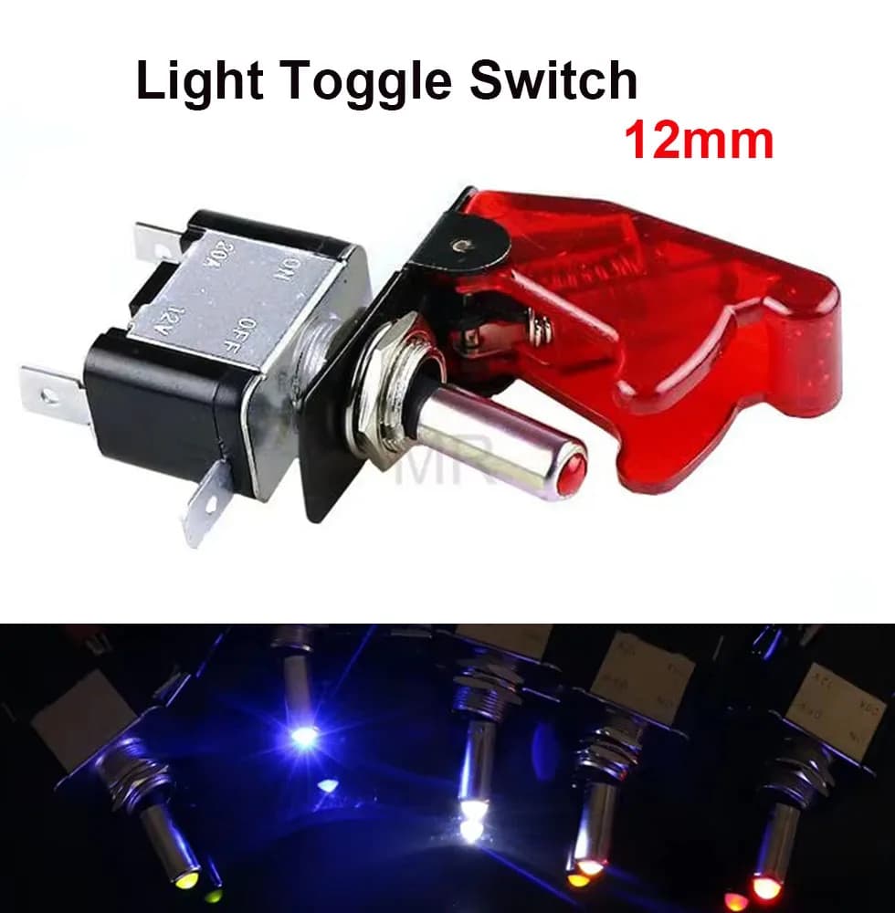 Auto Car Boat Truck Illuminated Led Toggle Switch With Safety Aircraft Flip Up Cover Guard  12V20A transparent