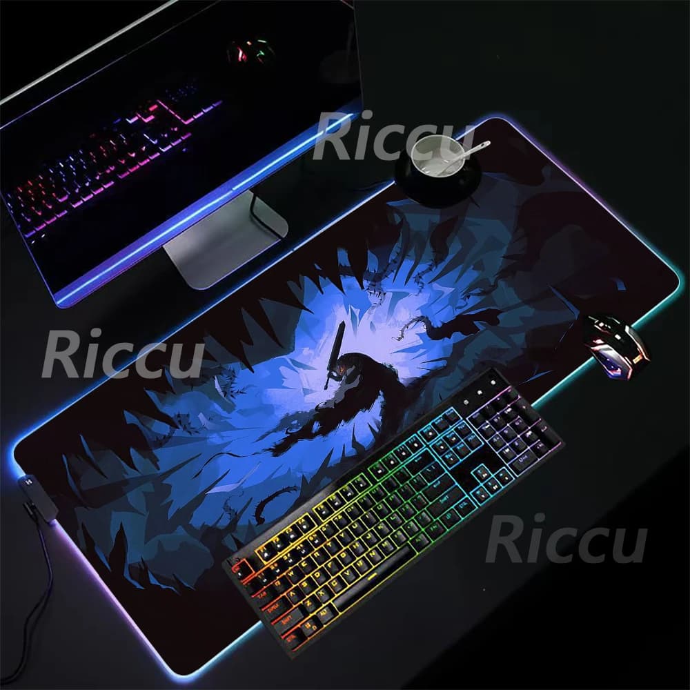 Berserk Guts comic PC electronic sports High definition prining RGB Mouse Pad Desktop games XXL Large game accessories mouse pad