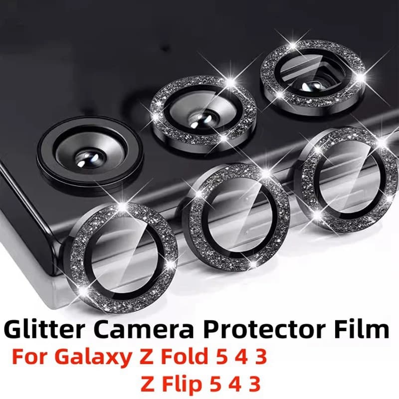 Glitter Camera Lens Protector For Samsung Galaxy Z Fold 5 6 Diamond Metal Lens Ring Glass For Samsung Z Flip5 6 Cover