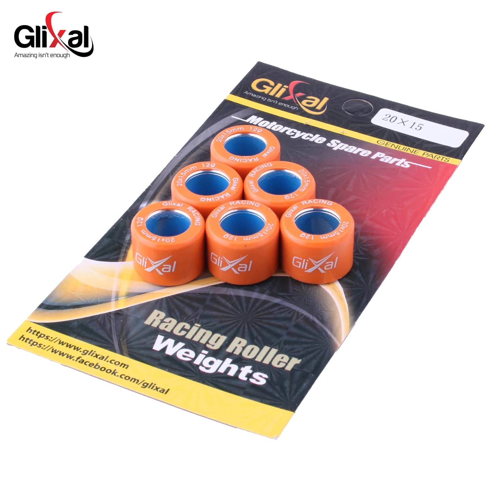 Glixal 20x15mm High Performance Racing Variator Roller Weights Set for HONDA PCX 125 150 SYM SUZUKI KYMCO VESPA Scooter Quad ATV