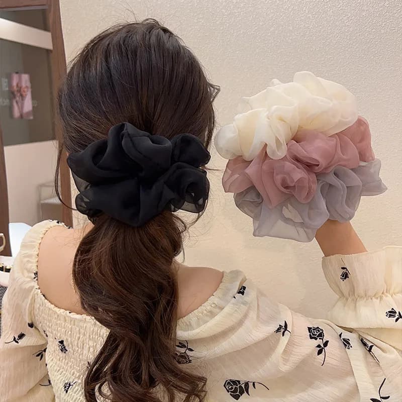 Large Mesh Hair Rope for Women Simple and Fashiona  Does Not Hurt The Hair Hair Rope Cute Girl High Ponytail Scrunchie