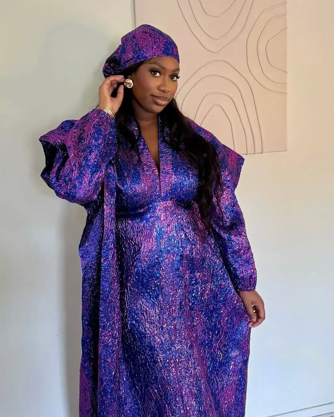 African Dress for Women Plus Si ze Embroidery Weddi ng Guest Long Maxi Dress with Scarf