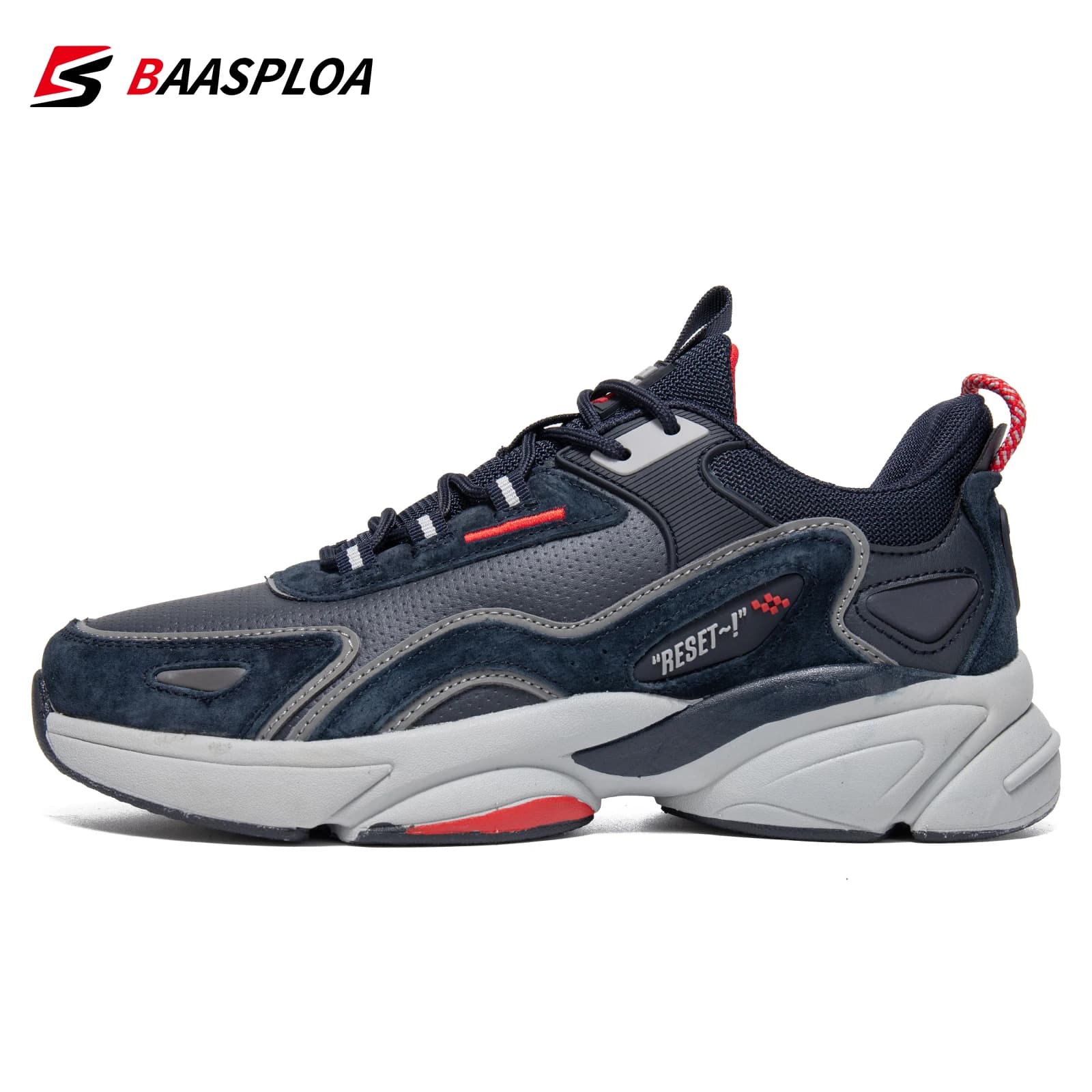 Baasploa Shoes for Men Lightweight Running Men's Designer Leather Casual Sneakers Lace Up Male Outdoor Sports Shoe Tennis