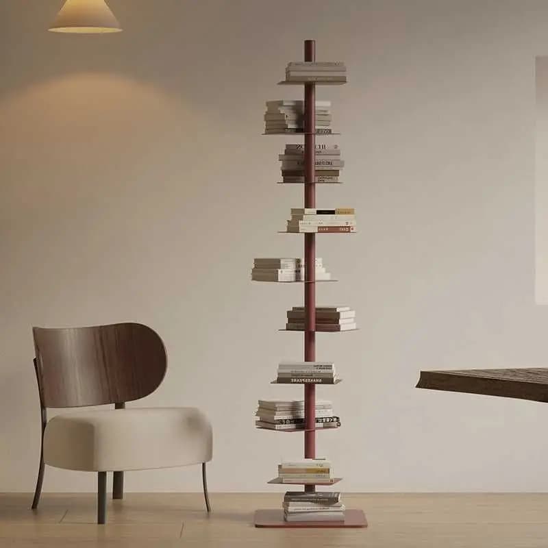 Creative Rotating Spiral Bookshelf Iron Craft Display Stand for Living Room Narrow Book Organizer Space-Saving Storage Solution