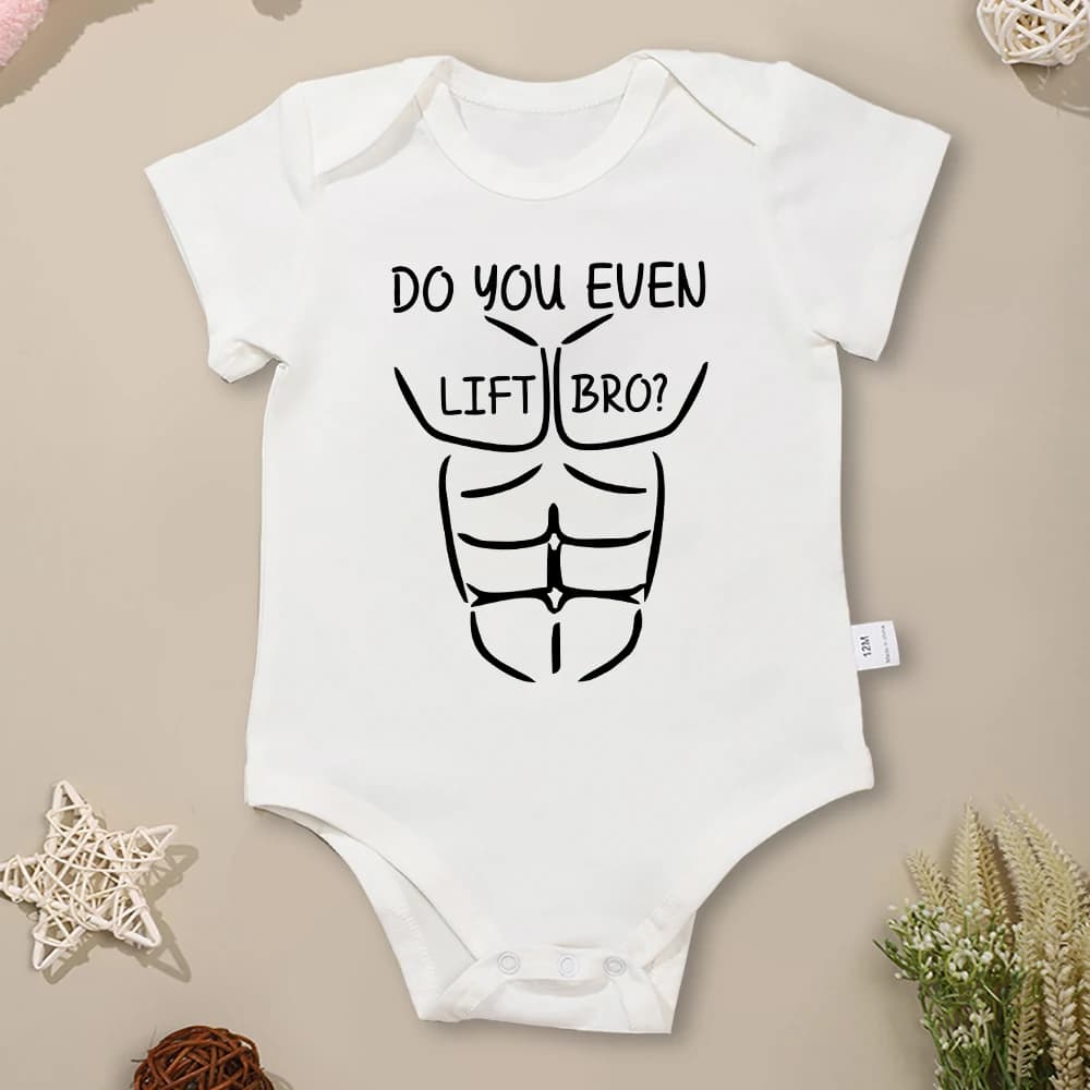 “Do You Even Lift Bro？” Funny Creative Baby Boy Clothes Bodysuits Summer Trend American Style Streetwear Toddler Jumpsuit