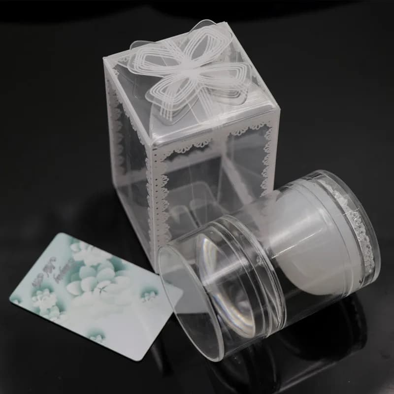 Clear Transparent Jelly Stamper With Rhinestone Silicone Nail Stamper Scraper Set Transfer Stamp Plates Manicure Nail Art Tools