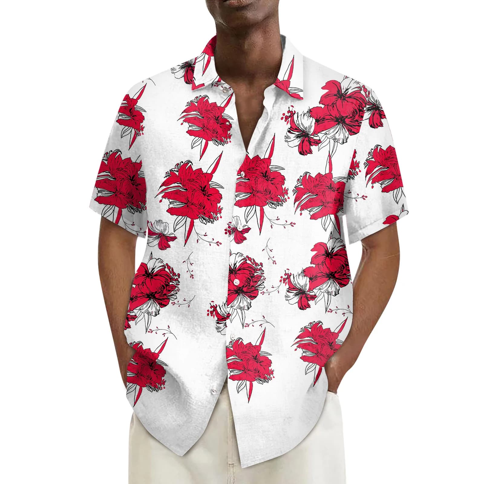 Hawaiian Shirt For Men Vintage Floral Printing Button Down Bowling Shirts Short Sleeve Summer Fashion Casual Fresh Beach Shirt