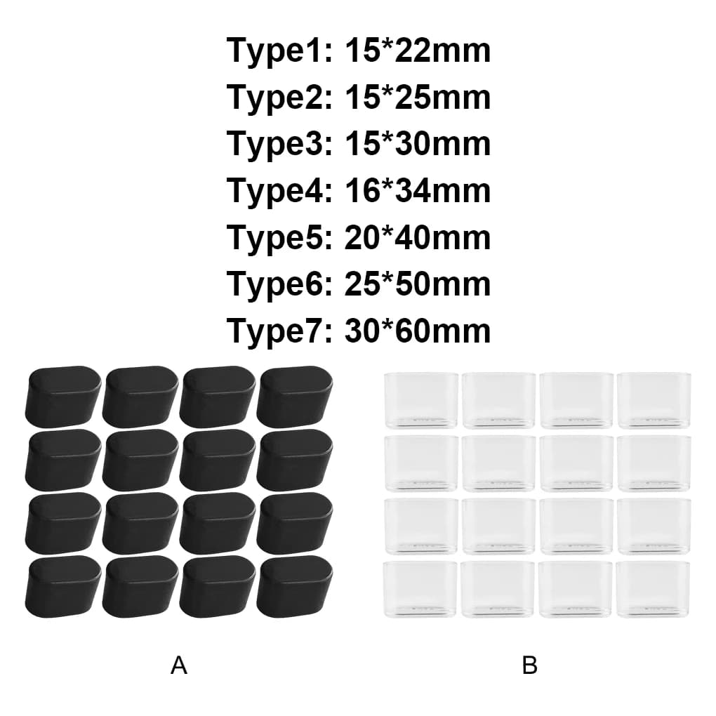 16pcs Oval Chair Leg Caps Nonslip Furniture Floor Protectors Transparent Table Leg Tip Foot Cover Patio Garden