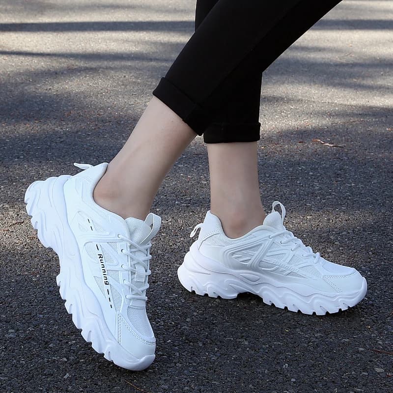 Women's Trend Thick Sole Fashion Clunky Sneaker Mesh Surface Breathable Casual Shoes Soft Sole Comfortable Outdoor Sports Shoes