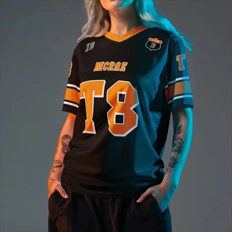 Tate McRae Jersey 2025 Spring/Summer Men's and Women's Sportswear T8 McRae Football Jersey V-Neck T-Shirt y2k Top New