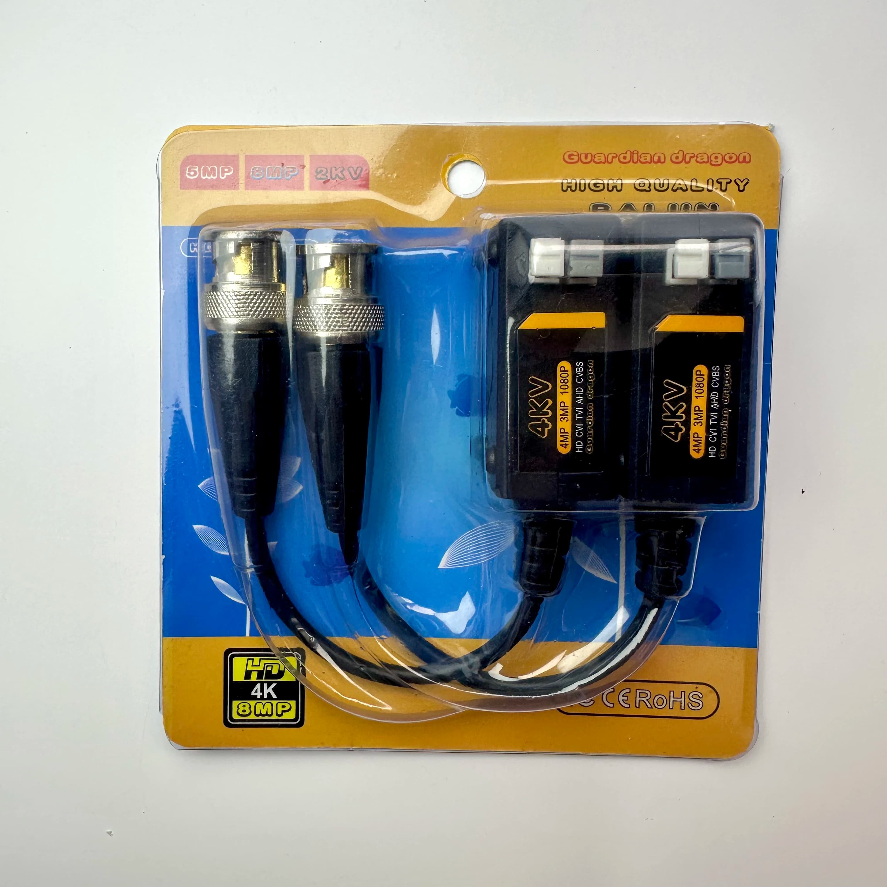 8MP AHD/CVI/TVI Twisted BNC CCTV Video Balun Passive Transceivers UTP Balun BNC Cat5 CCTV UTP Video Balun For 4K Analog Camera