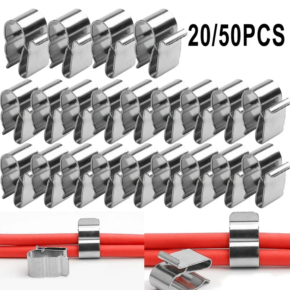High Quality Silver Brand New Solar PV Cable Clip Clamp Stainless Steel Wire Clamp 20/50pcs 2x6mm Cable Organizer