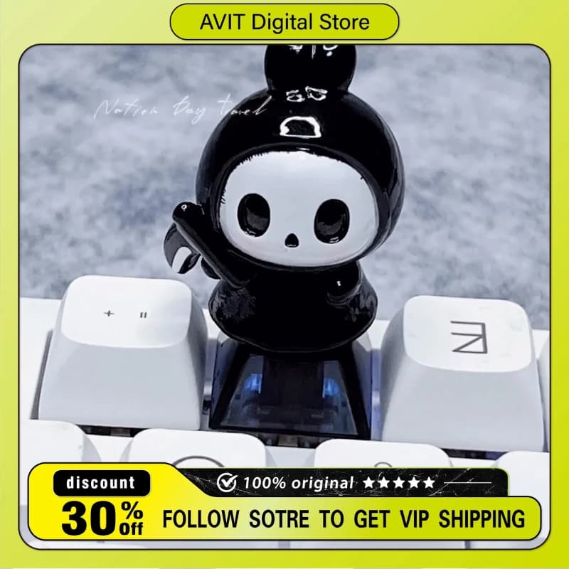Scythe Ghost Gaming Keycap for Mechanical Keyboard Halloween Theme Keycap Customized Gift R4 ESC Black Transparent Girls' Keycap