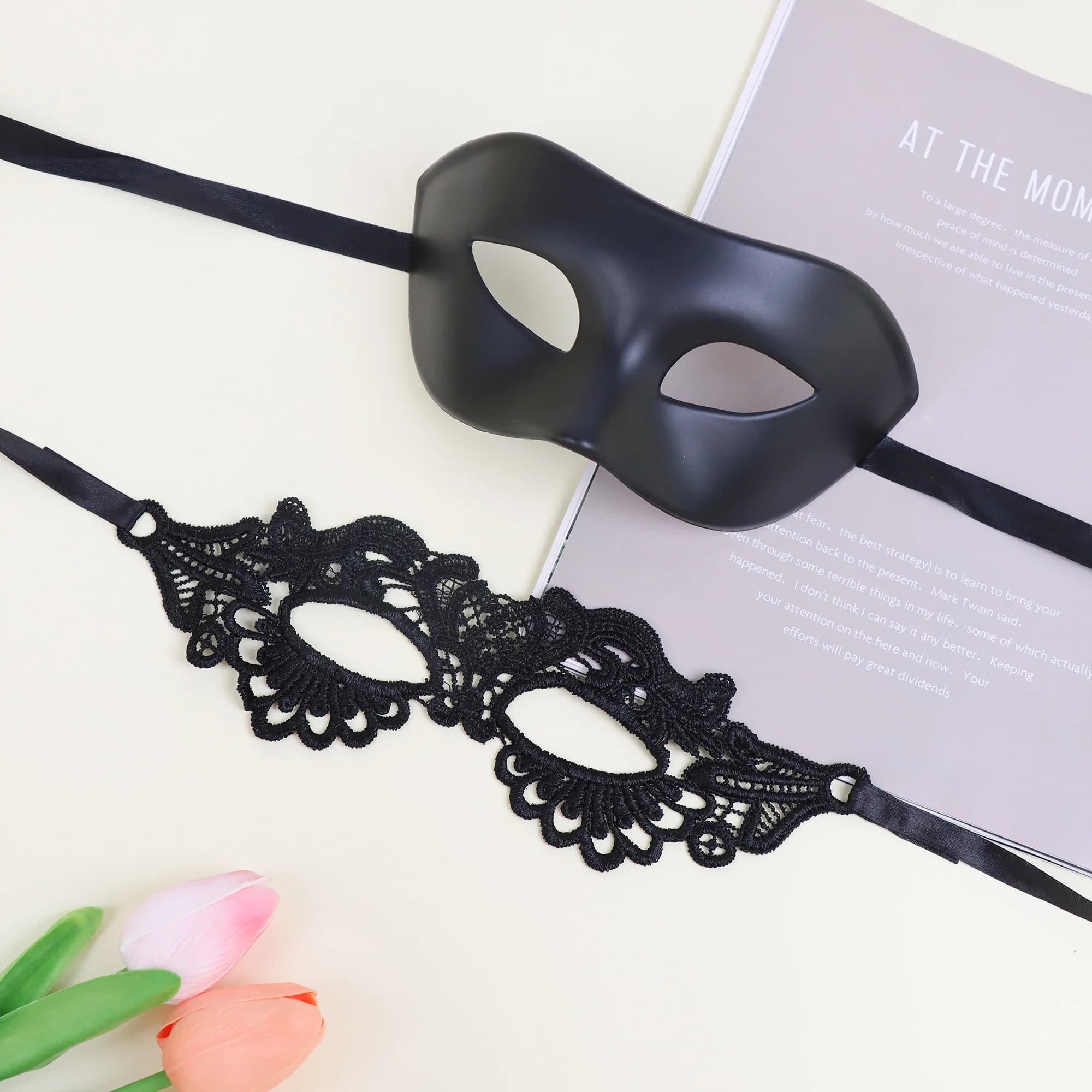 Two Pieces Halloween Party Sexy Lace Mask Party Lace Eye Mask Role Play Couple Mask Anime Accessories