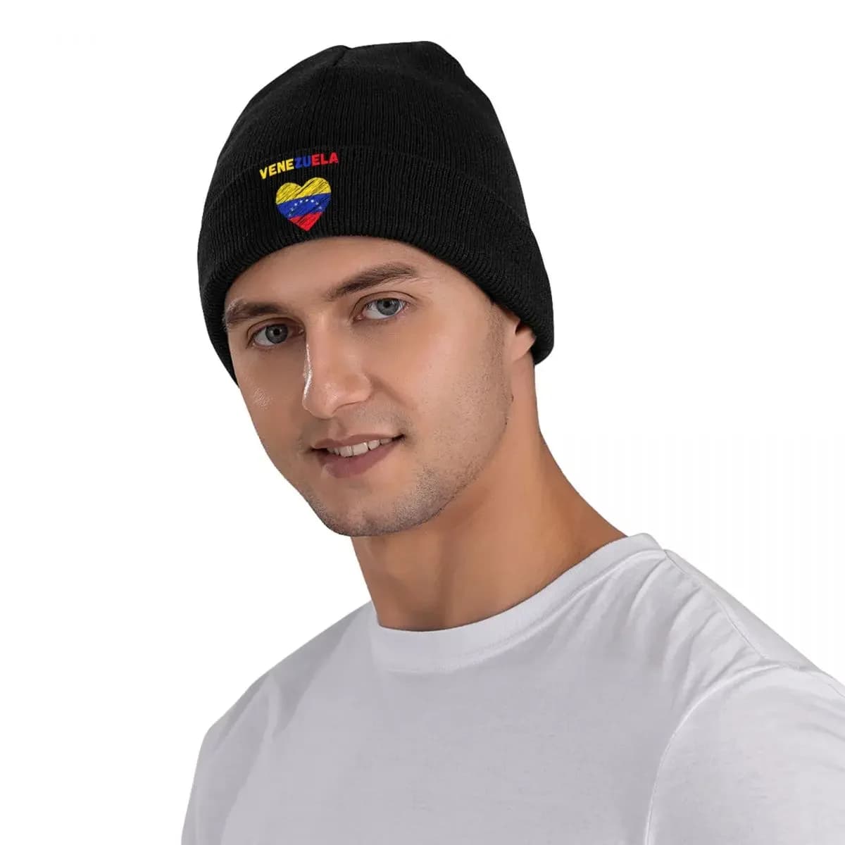 Venezuela Flag Holiday Venezuela Heart Venezuelan Flag Bonnet Hats Beanie Hats Printed Knitted Hat