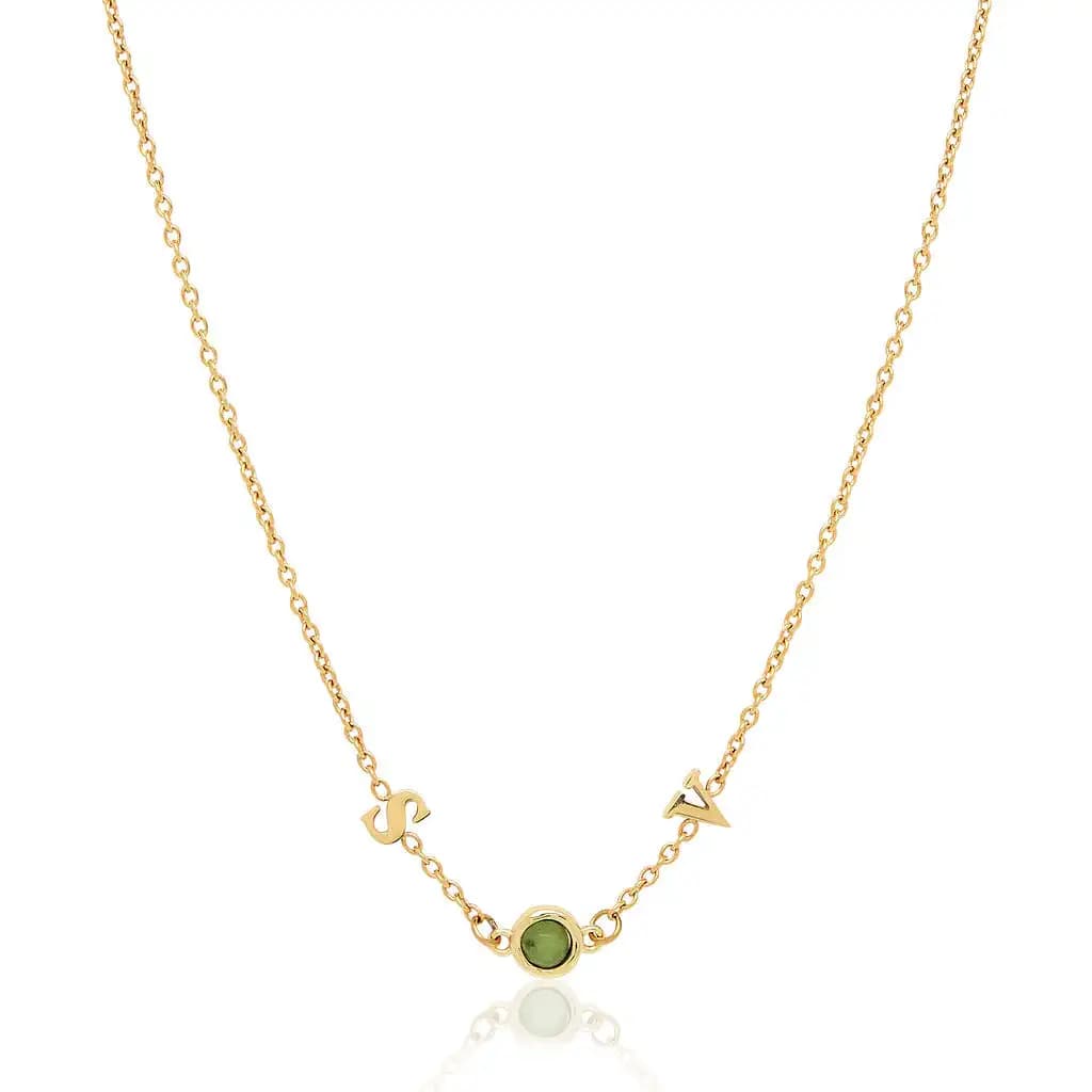 925 Silver 18k Gold Plated Initials & Birthstone Necklace Customized Luxury Jewelry for Mother's Day Gift For Women