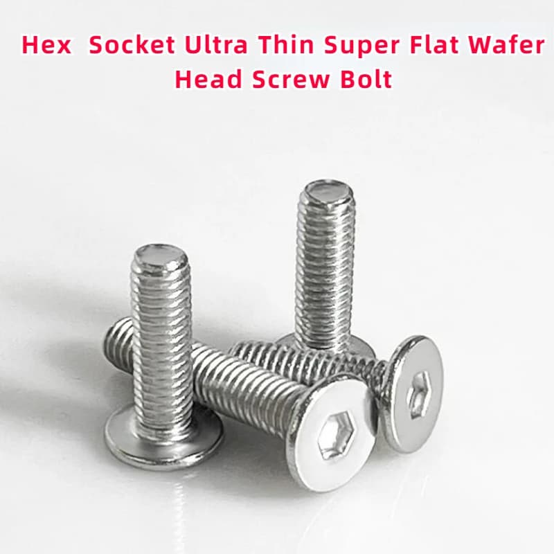 CM M1.6 M2 M2.5 M3 M4 M5 M6 M8 A2 304 Stainless Steel Hex  Socket Ultra Thin Super Flat Wafer Head Screw Bolt length:2mm-45mm