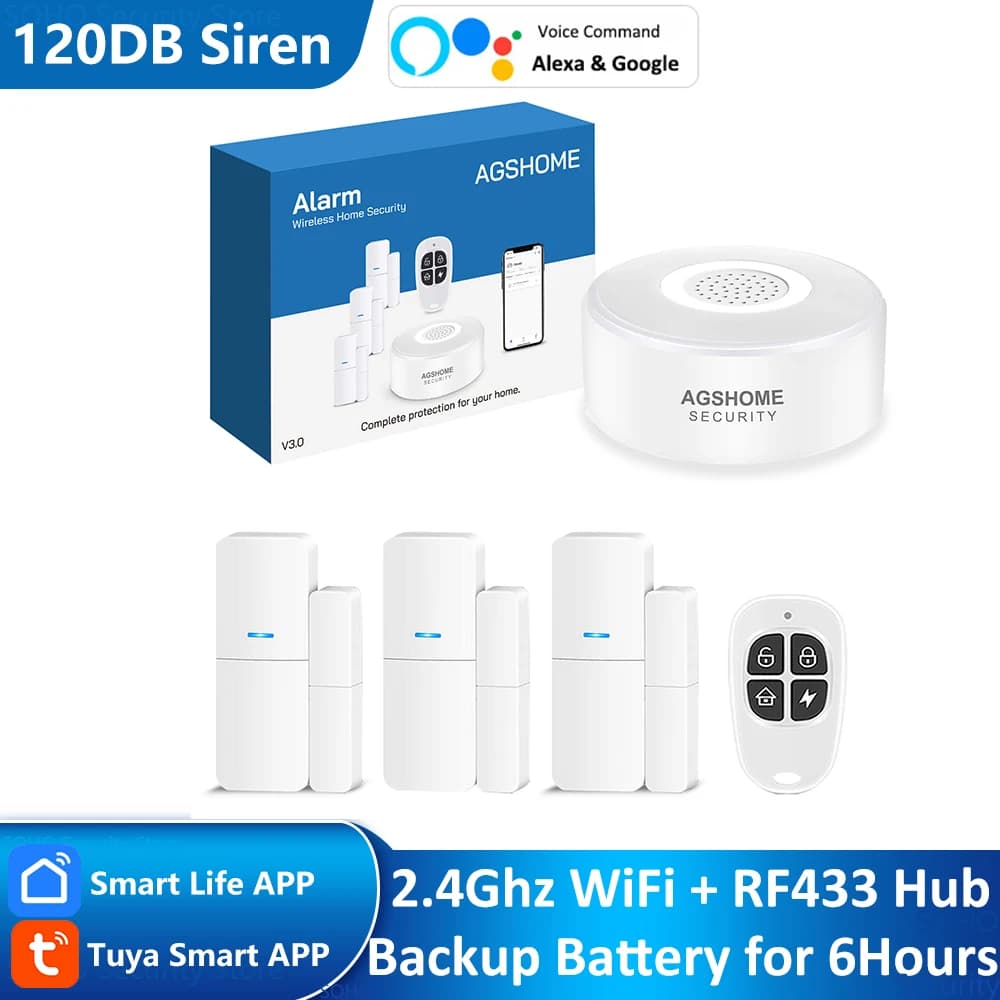 Tuya Smart Phone APP Alert 120DB Siren Wireless WiFi Home Security Alarm System Alexa Google for Home Apartment Office Store