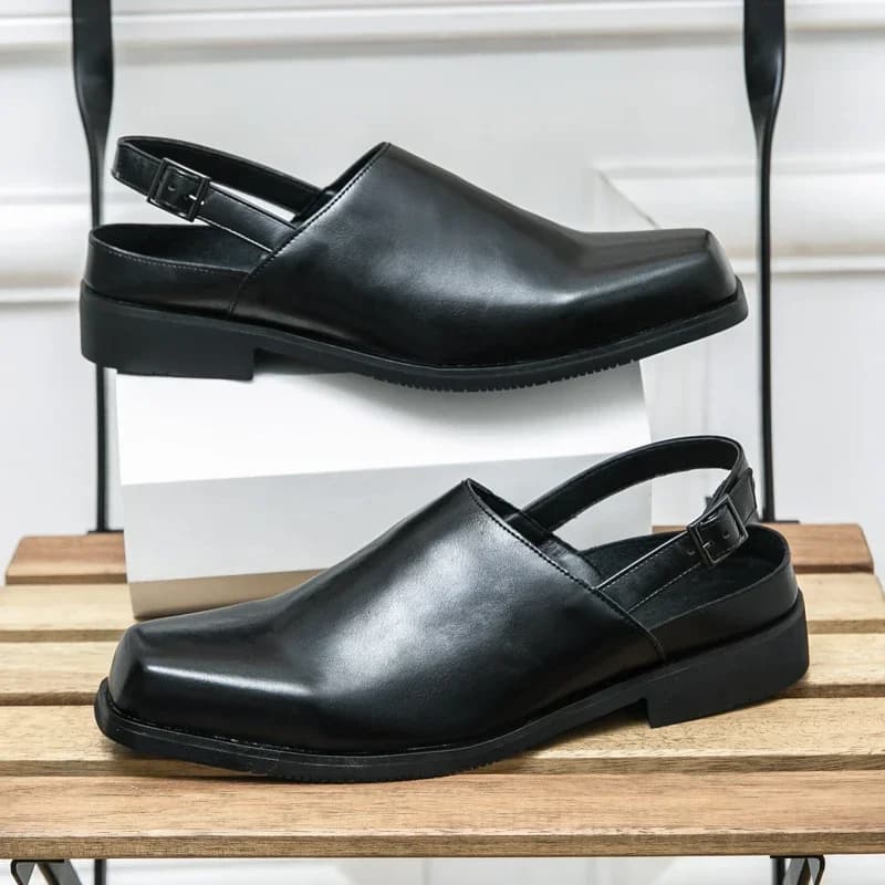 European Casual Personalized Men  Sandals Are Simple  Atmospheric  And Anti Slip PU Black Sizes 38-46   Men  Shoes