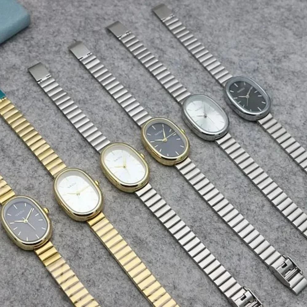 Oval Small Dial Women Quartz Watch Stainless Steel Bamboo Strap Girl Student Leisure Fashion Luxury Gift Wristwatch Dropshipping