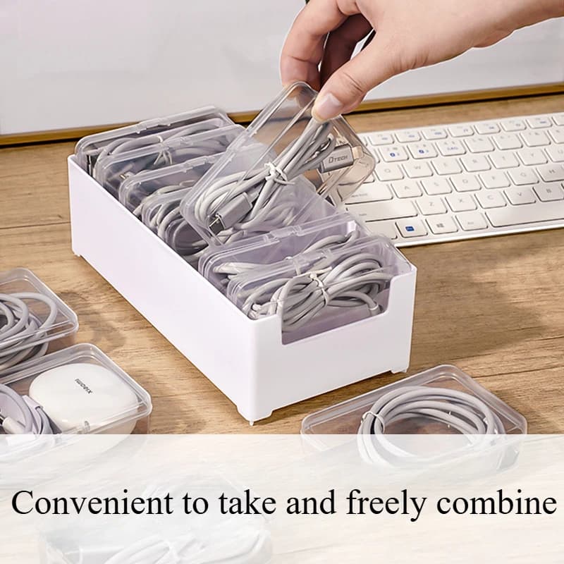 1Set Cable Storage Box Organizer Bag with Power Charging Management Desk Storage Solution - Jewelry Organizer Included