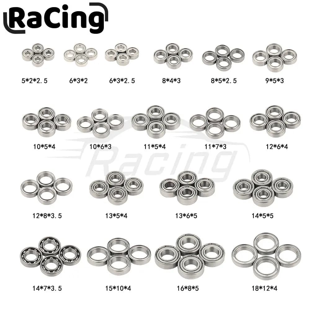 4pcs/lot RC Car Chrome Steel Sealed Bearing Kit 5x2x2.5 6x3x2 10x5x4 10x6x3 11x5x4 12x6x4 13x5x4 14x5x5 15x10x4 16x8x5 18x12x4mm