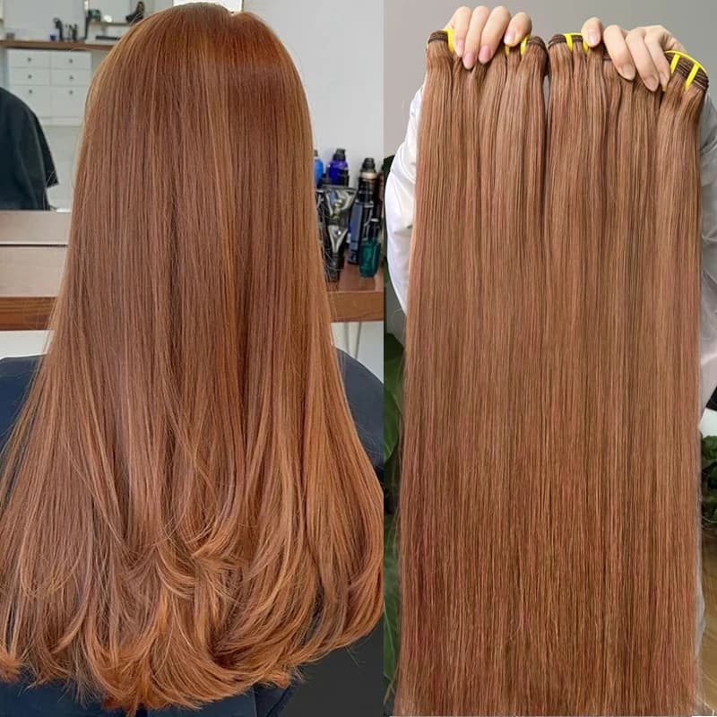 NEW #35 Straight Human Hair Bundles Brazilian Brown Hair Weaving Bundles Raw Human Hair Bundles Natural Raw Hair Extensions