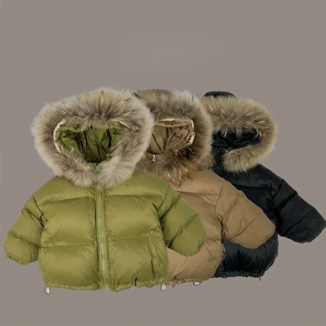 Korean Kids Winter Down Jacket Fox Luxury Fur Collar Children's Thicken Warm Coat Baby Boy Girl 2-10 Y Kids Outerwear Snowwear