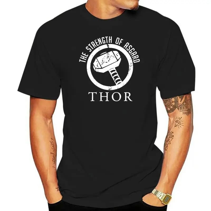 Customized Thor Hammer T Shirts Men Cool Short Sleeve Clothes Summer Tees Oversized O-Neck Pure Cotton Tee Shirt Adult Tshirt