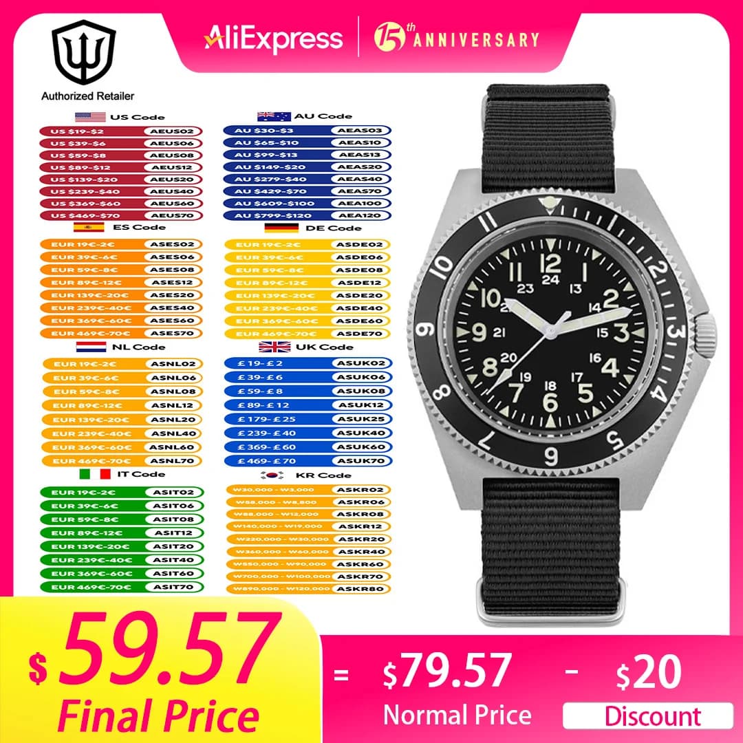 Watchdives WD1972 Quartz Watch VH31 Sweep Seconds Movement Sapphire Crystal BGW9 Luminous 20Bar Waterproof Vintage Men Watches