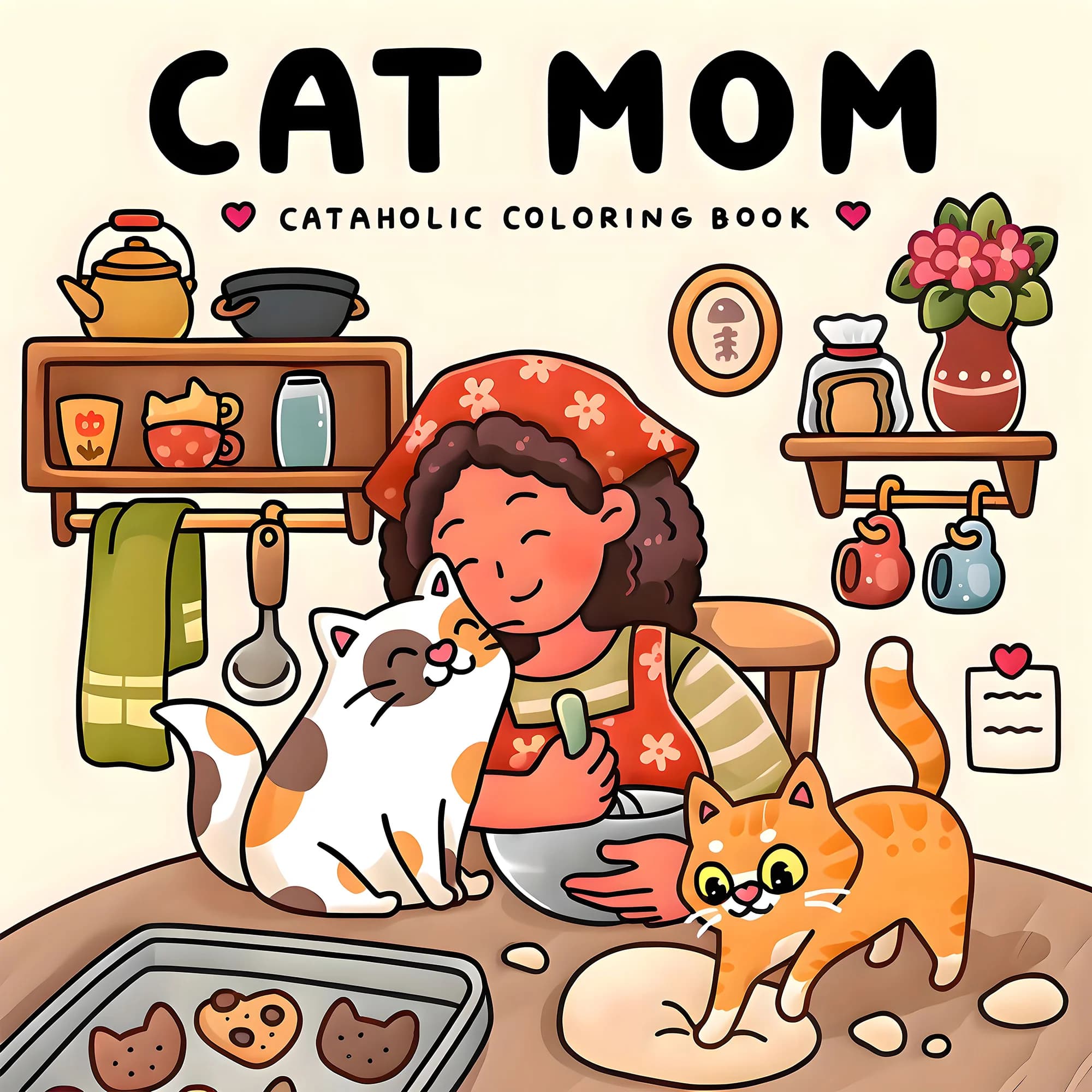 Coloring Book for Relaxation: 24-Page Picture Book of Adorable Cats and Heartwarming Family Life - Perfect Easter