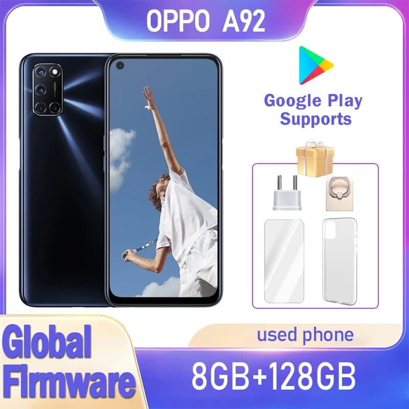 OPPO A92 smartphone Global firmware 6.5-inch snapdragon 665 8GB 128GB rear fingerprint used phone