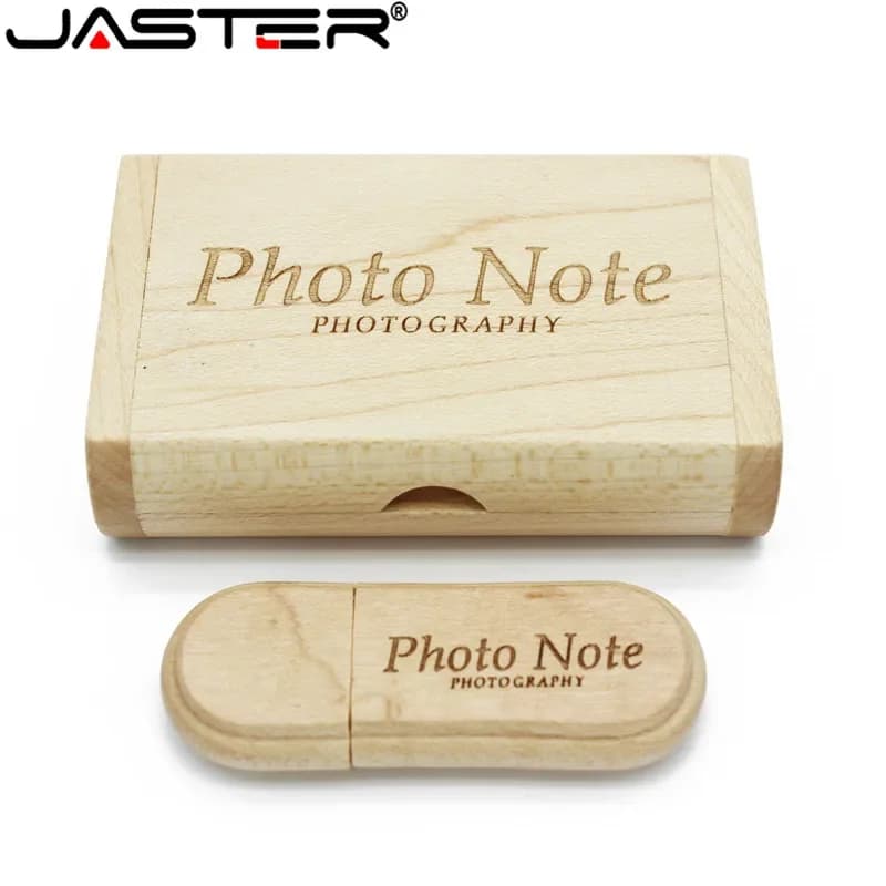 JASTER 1PCS free custom logo laser engraving wooden+Box pendrive 4GB 8GB 16GB 32GB 64GB USB Flash Drive photography gift