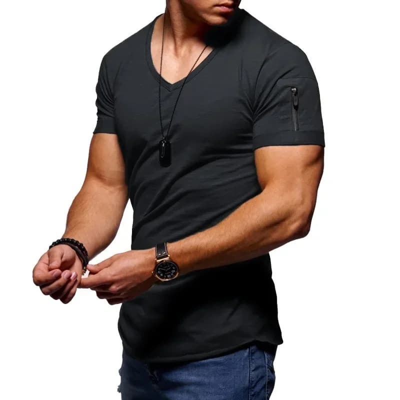 MRMT 2025 Brand New Men's T-Shirt V-Neck Solid Color Large Size Fashion Casual Short-Sleeved t-Shirt Men