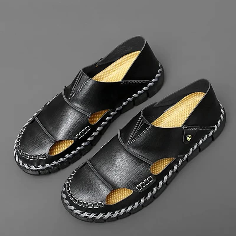 Beach Lightweight Sewing Men's Sandals Retro Soft Bottom Slippers Casual Anti Slip Solid Color Shoes Sandal Homme Pour Ete