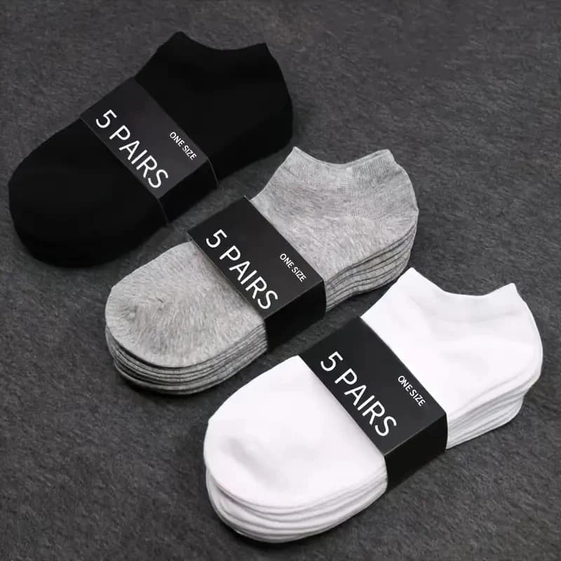 5 or 10pairs Men Women Socks Black White Grey Comfortable Breathable Ankle Socks Spring Summer 2024 Short Socks Low Cut Thin