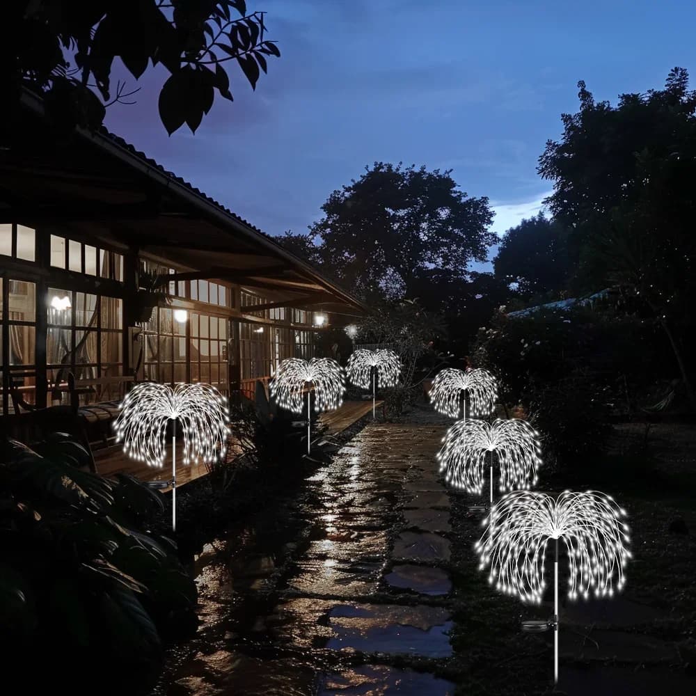 Solar Pyrotechnic LED Lights for Gardens - 8 lighting modes for outdoor events, parties, weddings and patio decorations