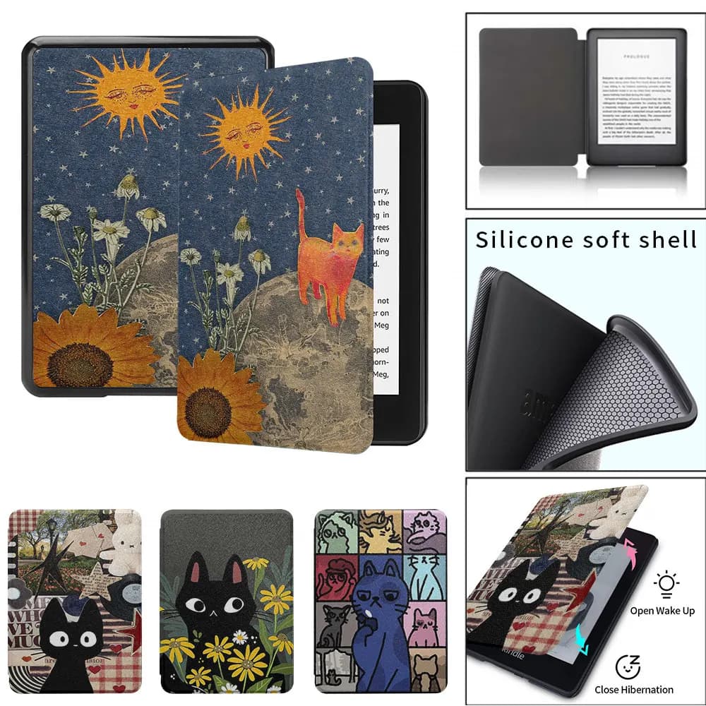 kindle case cute kitten pattern paperwhite1th 2th 3th 4th 5th Silicone soft shell  funda 2021 11th  8th generation