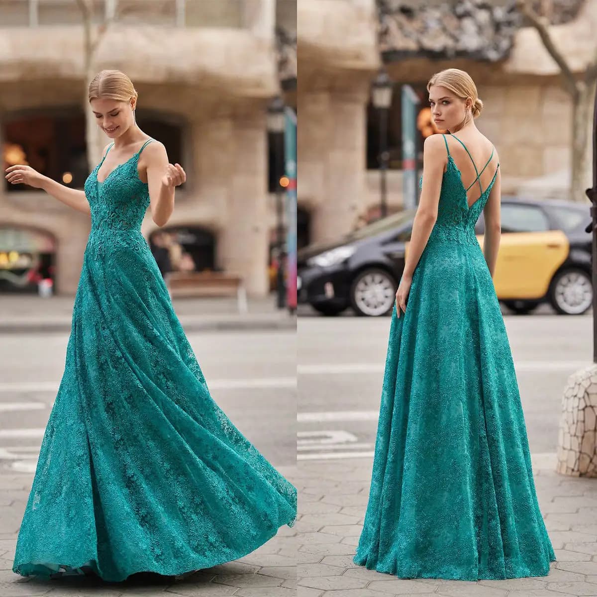 Vintage A Line Prom Dress Appliques Spaghetti Strap Ceremonial Dresses Sleeveless  Lace Evening Dresses Robe De Soiree