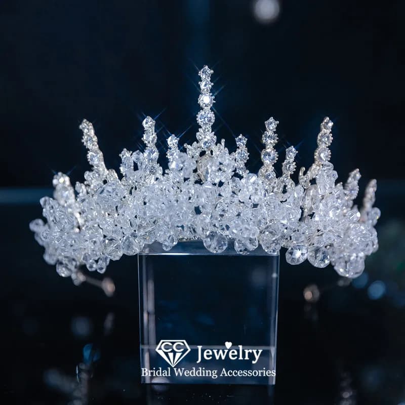 CC Crown for Women Wedding Accessories Bridal Headbands Engagement Hair Ornaments 100% Handmade Beads Diadems Pageant Gift QS210